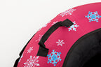 Pink bag with snowflake patterns on a white background